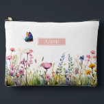 Elegant Watercolor Wildflower Cosmetic Accessory Pouch<br><div class="desc">Personalise this elegant ( & really useful ) wildflower floral botanical design with a HEBREW name and your optional message on the reverse. Pretty & practical, just like her! A modern boho springtime vibe makes it a great gift for a Bat Mitzvah, Mum, or anyone. [NOTE: To type in HEBREW...</div>