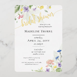 Elegant Watercolor Wildflower Floral Bridal Shower