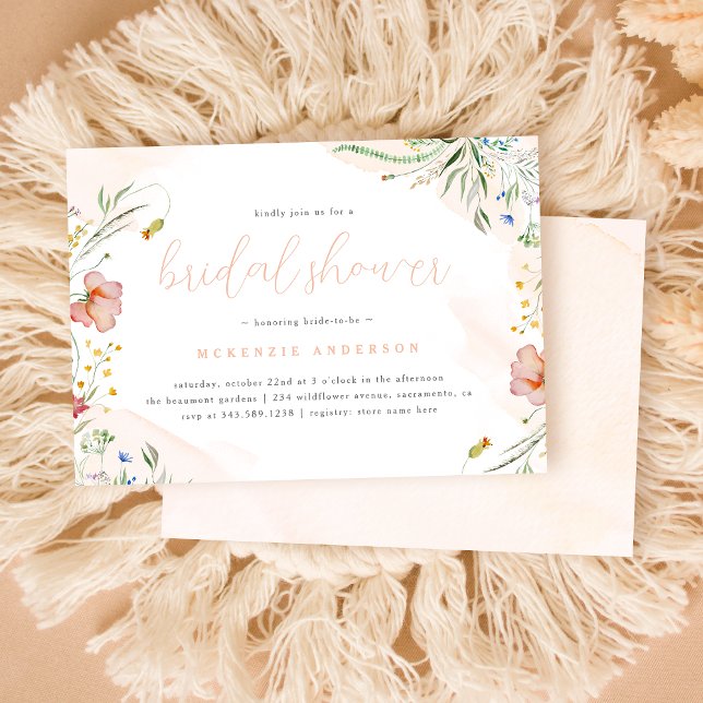 Elegant Watercolor Wildflower Floral Bridal Shower Invitation (Creator Uploaded)