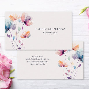 Elegant Watercolor Wildflower Floral Business Card