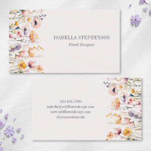 Elegant Watercolor Wildflower Floral Business Card