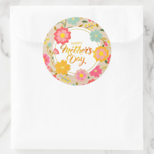 Elegant Watercolor Wildflower Floral Mother’s Day Classic Round Sticker
