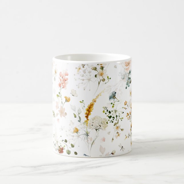 Elegant Watercolor Wildflower Garden  Coffee Mug (Center)