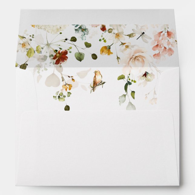 Elegant Watercolor Wildflower Garden Envelope (Back (Bottom))