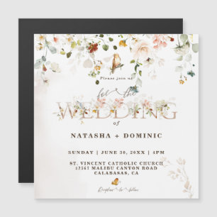 Elegant Watercolor Wildflower Garden Wedding Magne