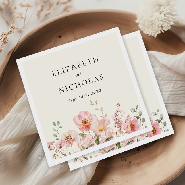 Elegant Watercolor Wildflower Garden Wedding Napkin (Creator Uploaded)