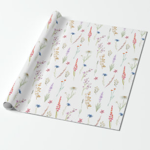 Elegant Watercolor Wildflower Garden Wrapping Pape Paper