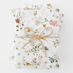 Elegant Watercolor Wildflower Garden    Wrapping Paper Sheet