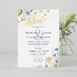 Elegant Watercolor Wildflower Marriage Engagement