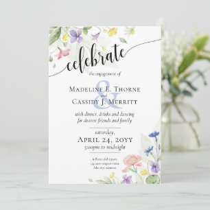 Elegant Watercolor Wildflower Marriage Engagement Invitation