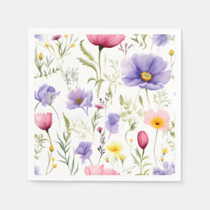 Elegant Watercolor Wildflower Napkin