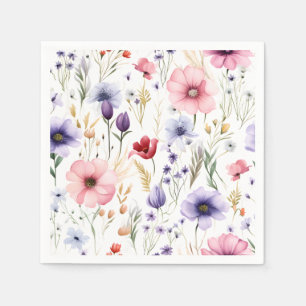 Elegant Watercolor Wildflower Napkin