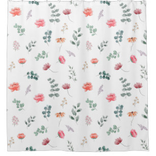 Elegant watercolor wildflower  shower curtain
