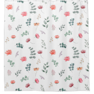 Elegant watercolor wildflower  shower curtain