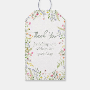Elegant Watercolor Wildflower Thank You Wedding Gift Tags