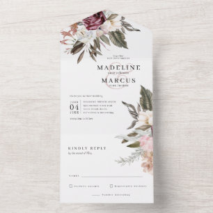 Elegant Watercolor Wildflower Wedding All In One I All In One Invitation