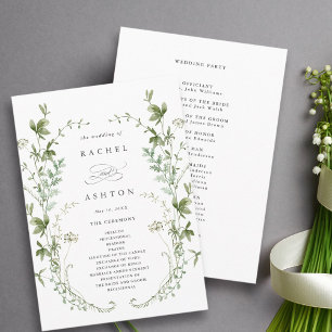 Elegant Watercolor Wildflower Wedding Ceremony Programme