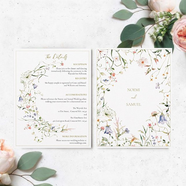Elegant Watercolor Wildflower Wedding Details  Enclosure Card (Creator Uploaded)