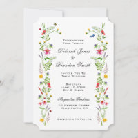 Elegant watercolor wildflower Wedding Invitation