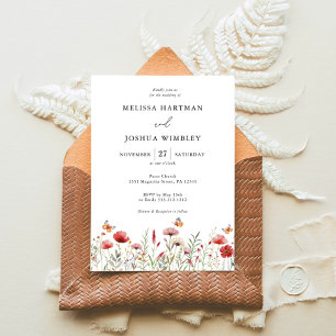 Elegant Watercolor Wildflower Wedding Invitation