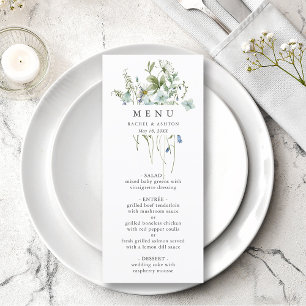 Elegant Watercolor Wildflower Wedding Menu