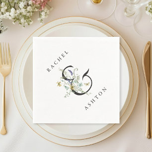 Elegant Watercolor Wildflower Wedding Napkin