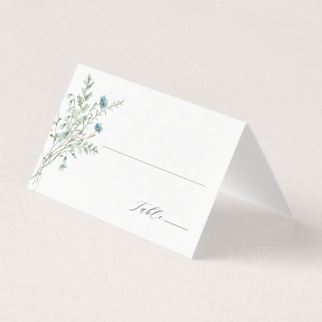 Elegant Watercolor Wildflower Wedding Place Card (Front)