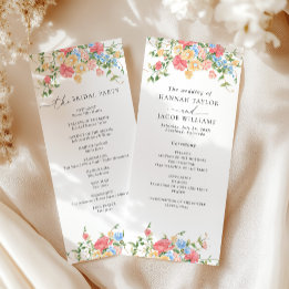 Elegant Watercolor Wildflower Wedding Program Programme