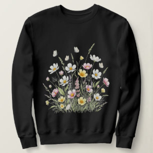 Elegant Watercolor Wildflowers and Butterflies Sweatshirt