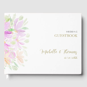 Elegant Watercolor Wildflowers Art Guest Book