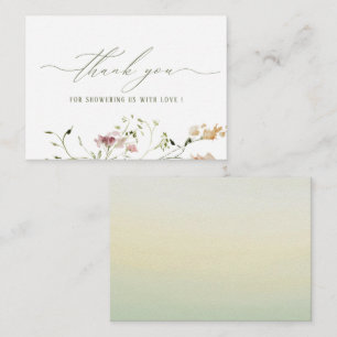 Elegant Watercolor Wildflowers Baby Flat Note Card