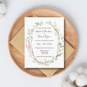 elegant watercolor wildflowers botanical wedding invitation