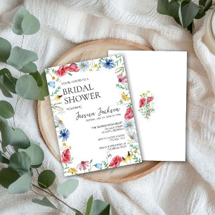 Elegant Watercolor Wildflowers Bridal Shower Invitation