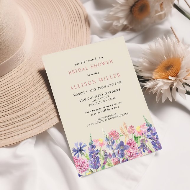 Elegant Watercolor Wildflowers Bridal Shower Invitation (Elegant Watercolor Wildflowers Bridal Shower Invitation )