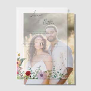 Elegant Watercolor Wildflowers Chic Floral Wedding Vellum Invitations