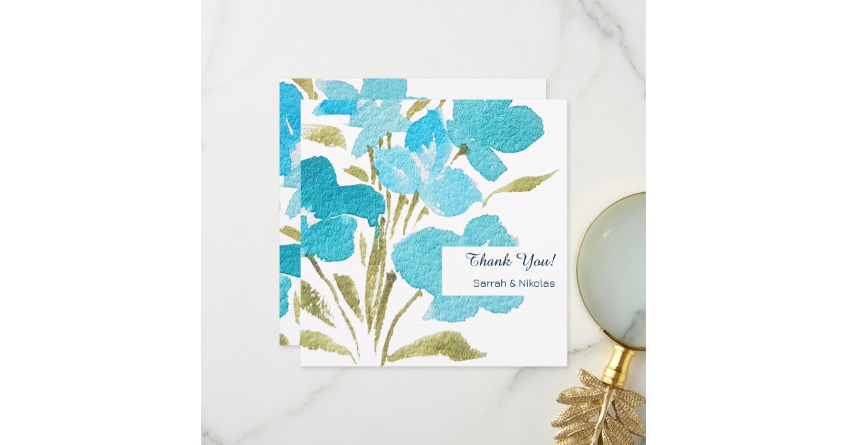 Elegant Watercolor Wildflowers Flat Thank You Card | Zazzle