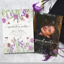 Elegant Watercolor Wildflowers Graduation Party