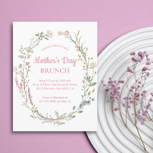 Elegant Watercolor Wildflowers,Mother's Day Brunch Invitation