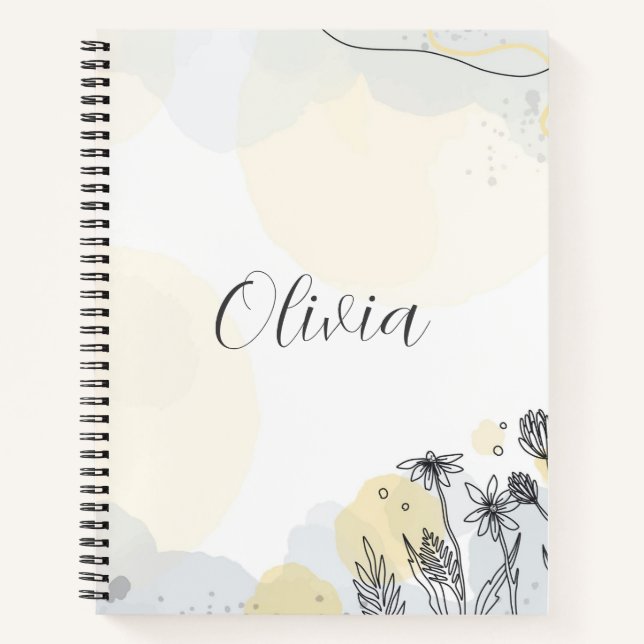 Elegant Watercolor Wildflowers Notebook (Front)