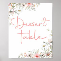 Elegant Watercolor Wildflowers Party Dessert Sign