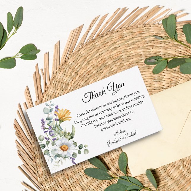 elegant watercolor wildflowers thank you wedding  card (Creator Uploaded)