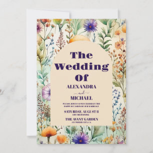 Elegant Watercolor  Wildflowers Wedding Invitation