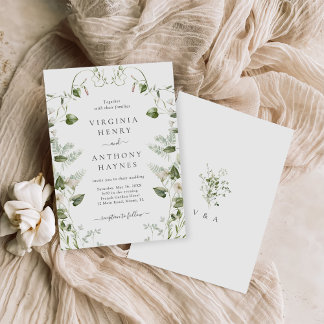 Elegant Watercolor Wildflowers Wedding Invitation