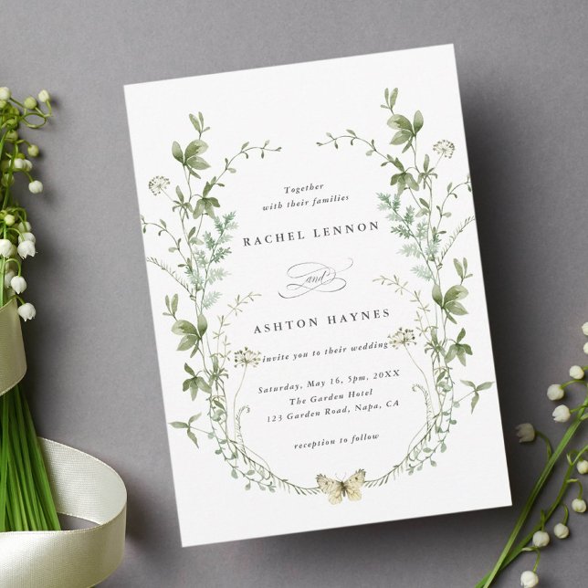 Elegant Watercolor Wildflowers Wedding Invitation (Creator Uploaded)