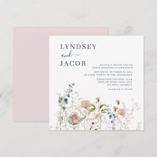 Elegant Watercolor Wildflowers Wedding Invitation