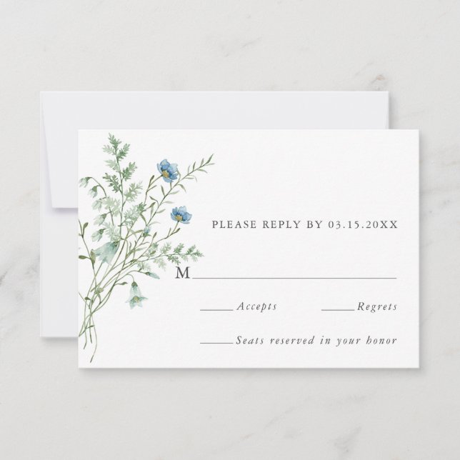 Elegant Watercolor Wildflowers Wedding RSVP Card (Front)