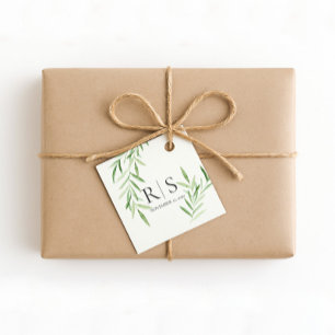 Elegant Watercolor Willow Bridal Shower Monogram Favour Tags