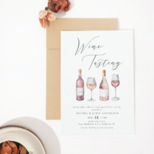 Elegant Watercolor Wine Tasting Bridal Shower Invitation
