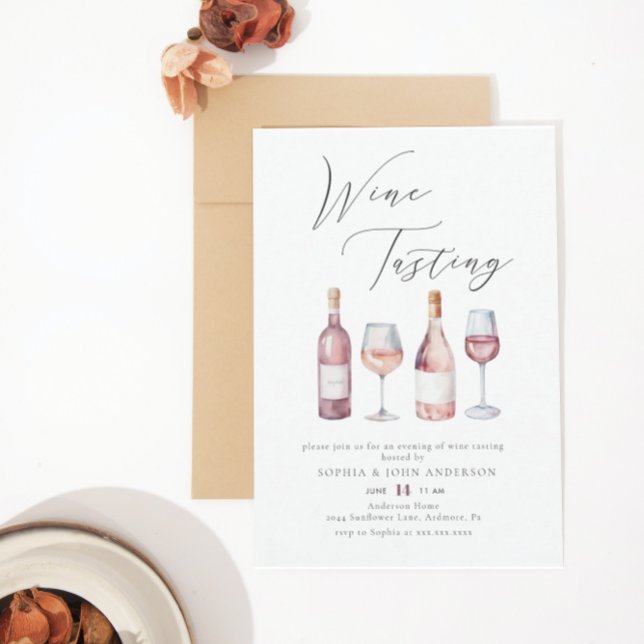 Elegant Watercolor Wine Tasting Bridal Shower Invitation (Creator Uploaded)
