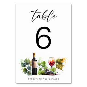 Elegant Watercolor Winery Table Number 